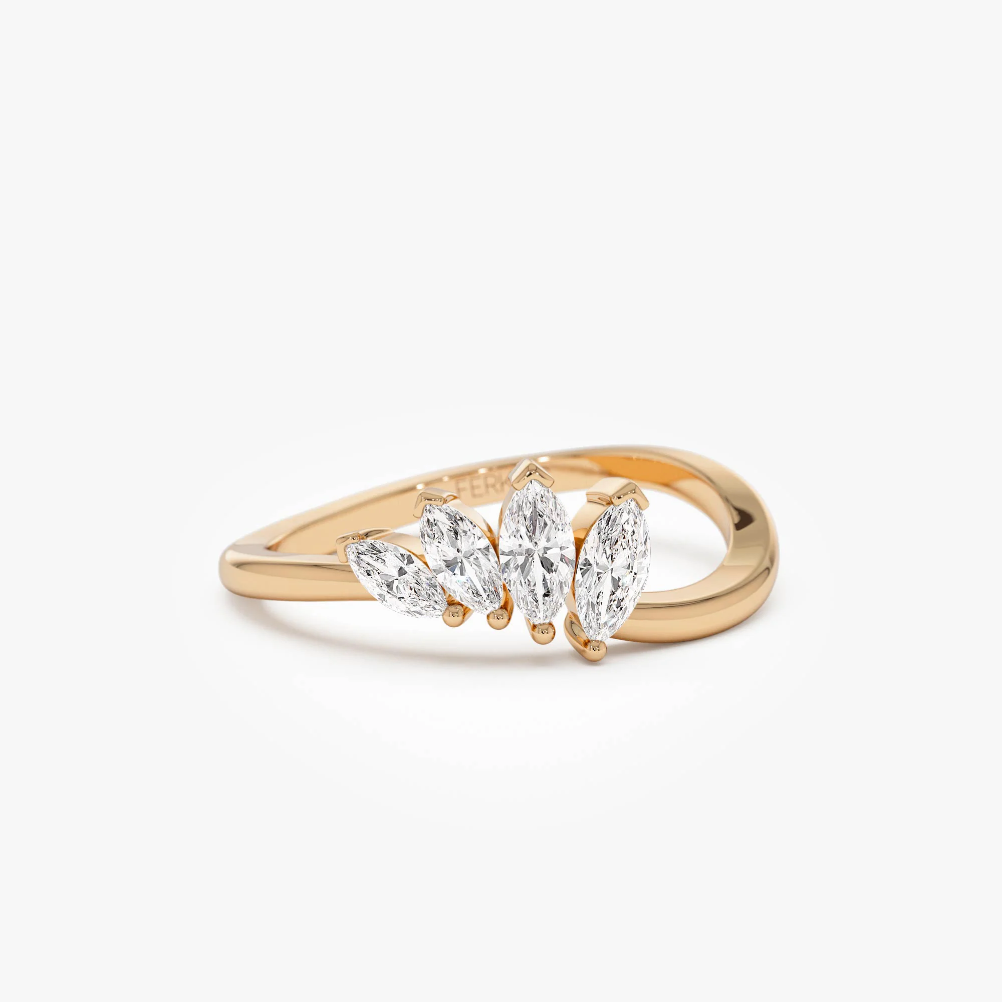 14k Modern Marquise Diamond Cluster Ring - Image 6