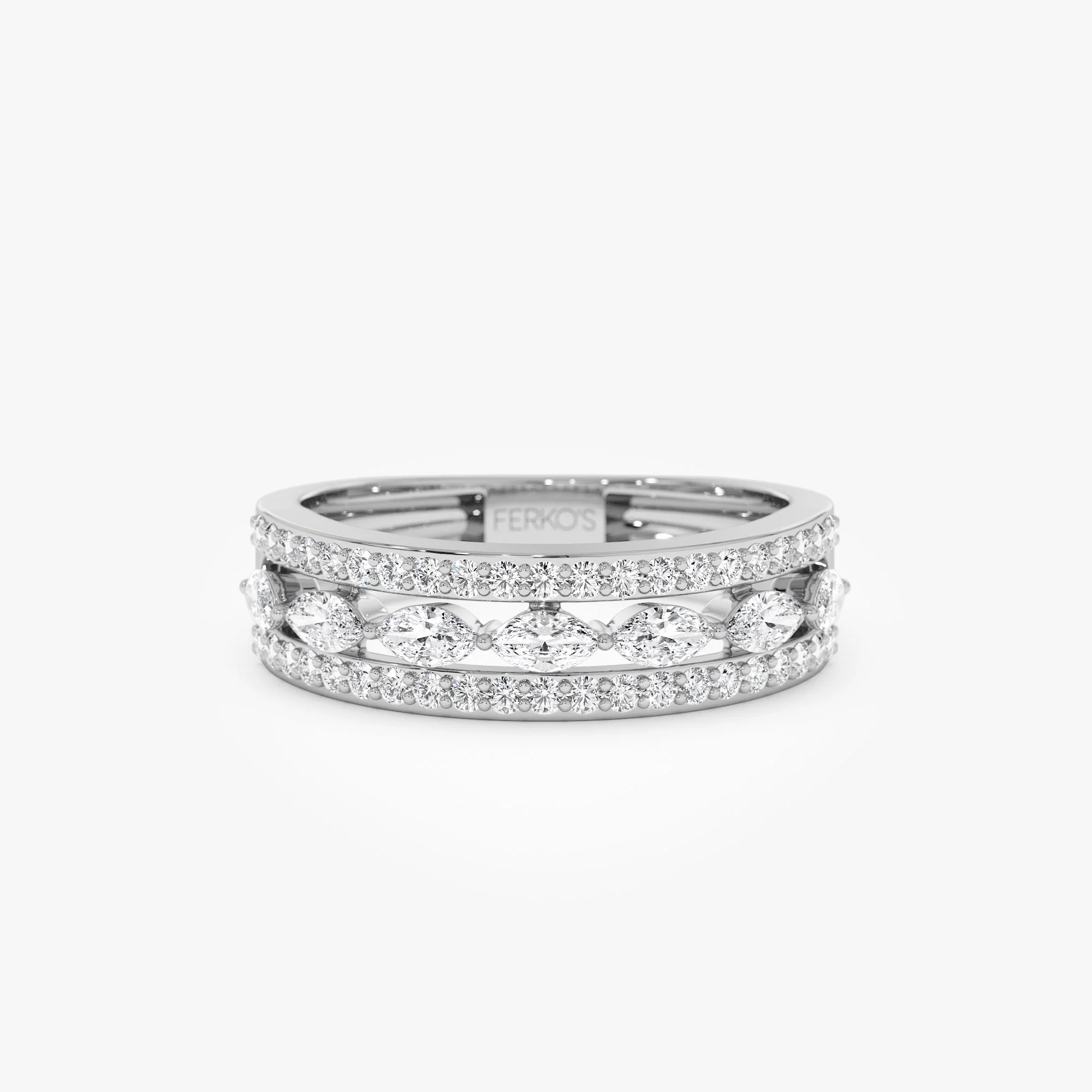 14K Multi-Band Marquise and Round Diamond Ring - Image 6