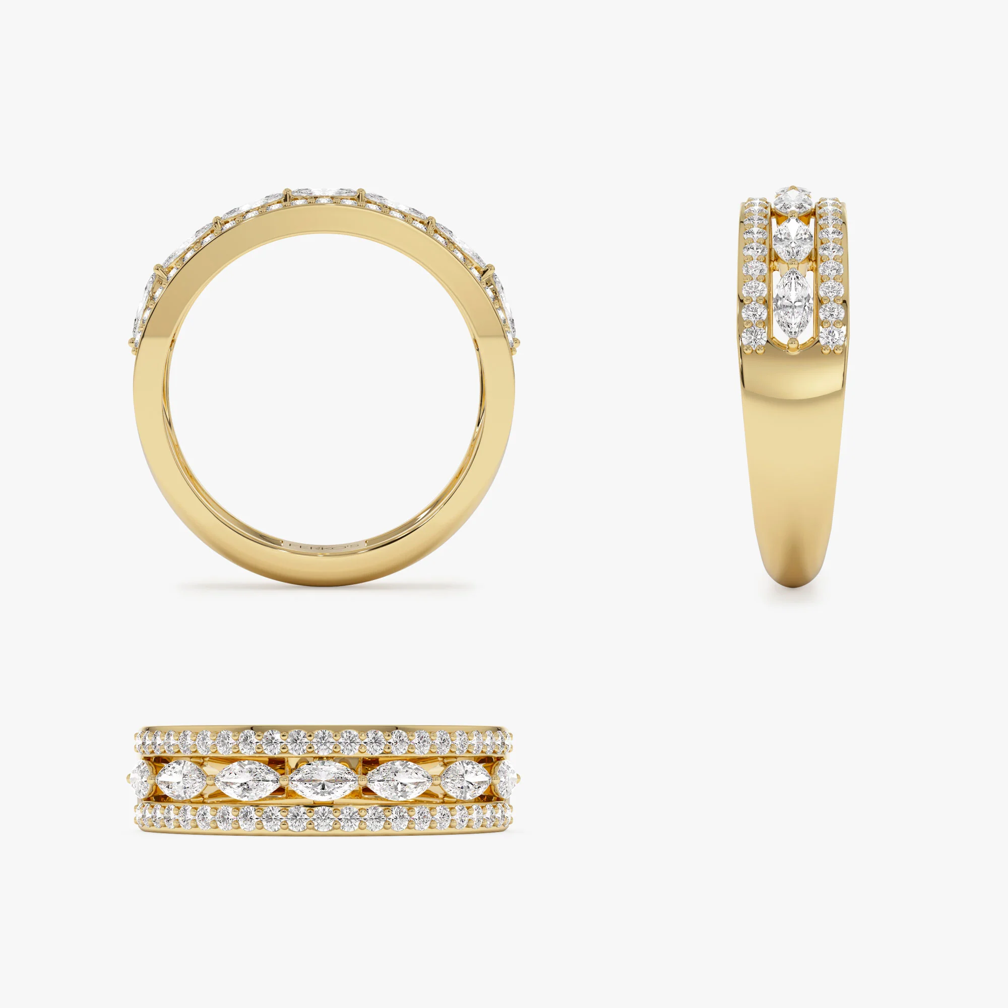 14K Multi-Band Marquise and Round Diamond Ring - Image 8