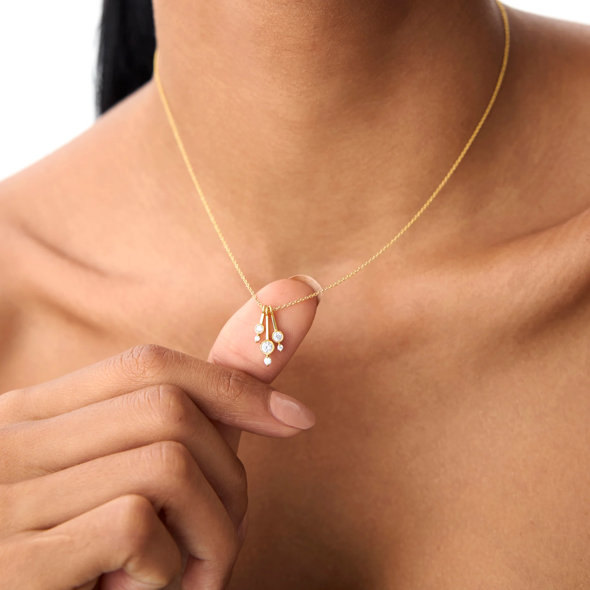 14k Multi Bezel Set Diamond Pendant - Image 3