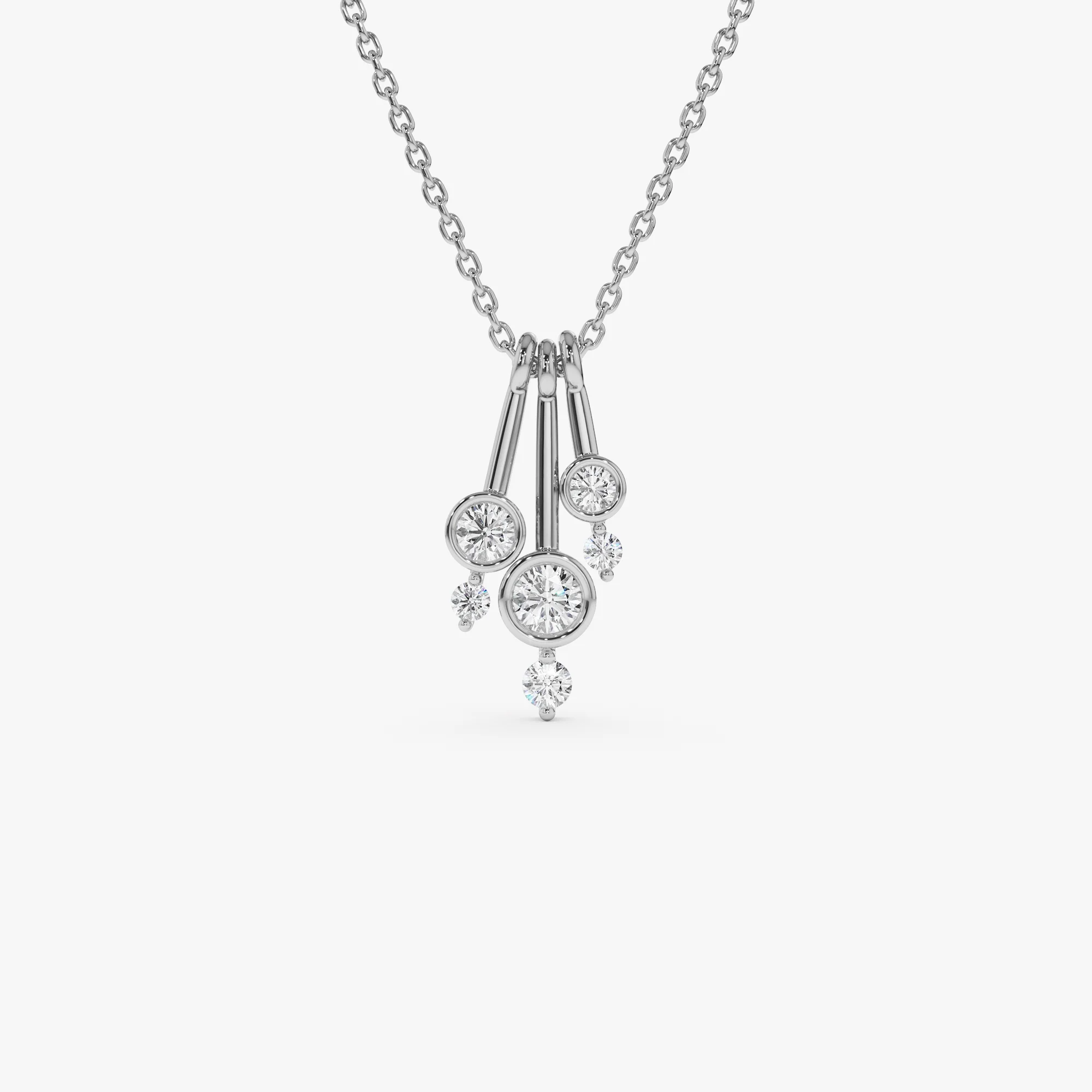 14k Multi Bezel Set Diamond Pendant - Image 6