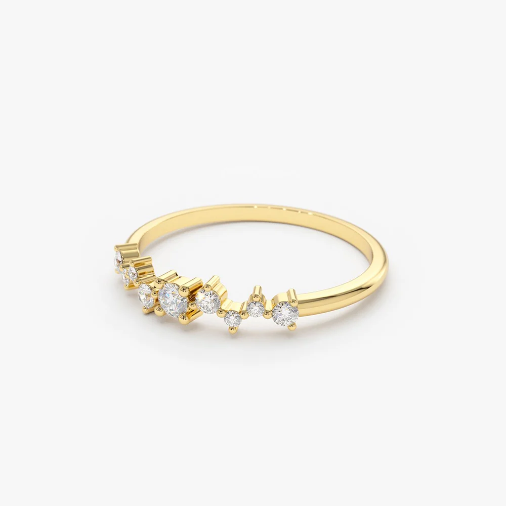 14k Multistone Diamond Cluster Ring - Image 7