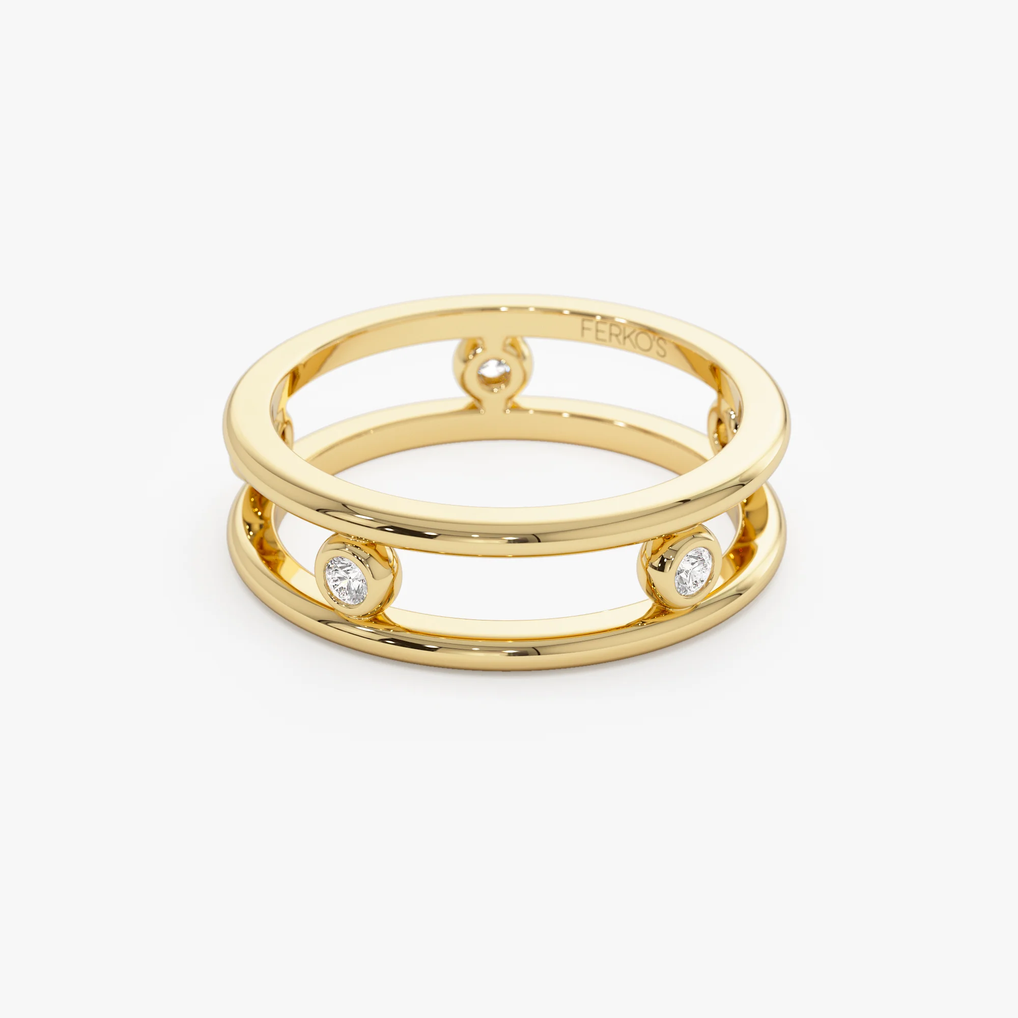 14k Natural Diamond Bezel Setting  Double Band Ring - Image 7