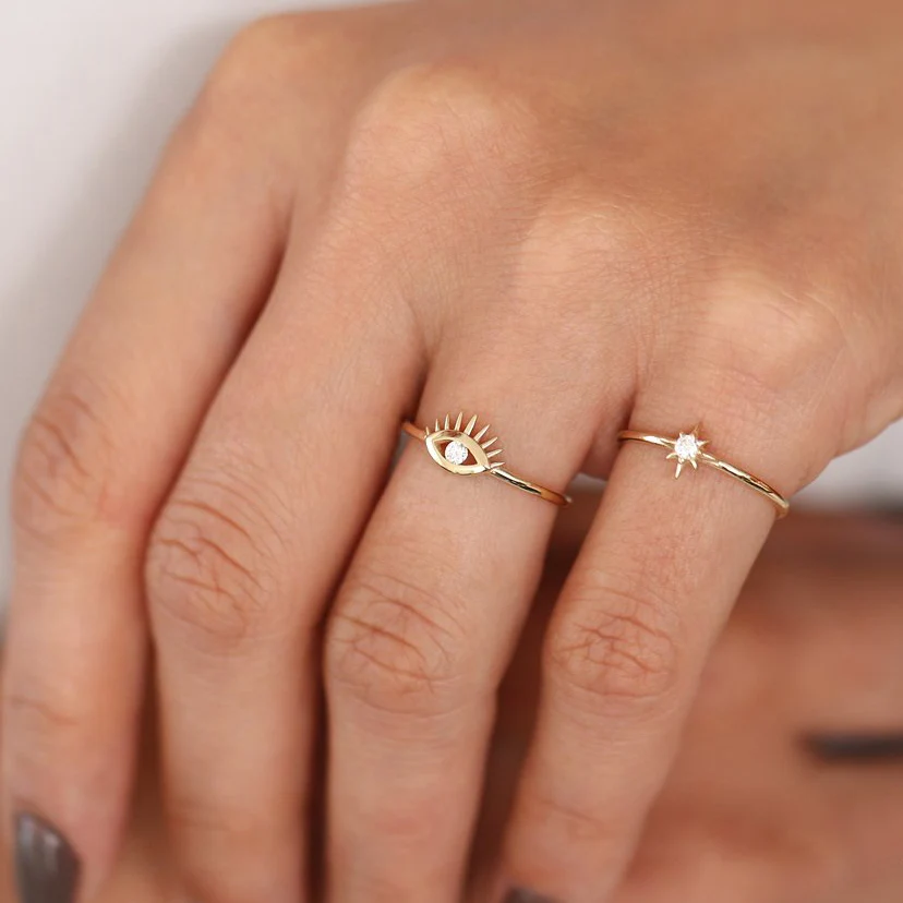 14K North Star Stacking Diamond Ring - Image 3
