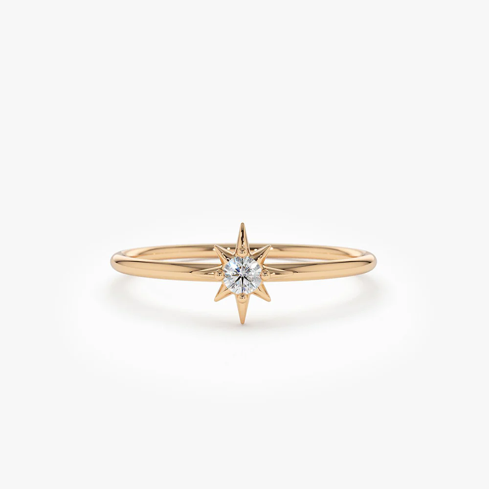 14K North Star Stacking Diamond Ring - Image 4