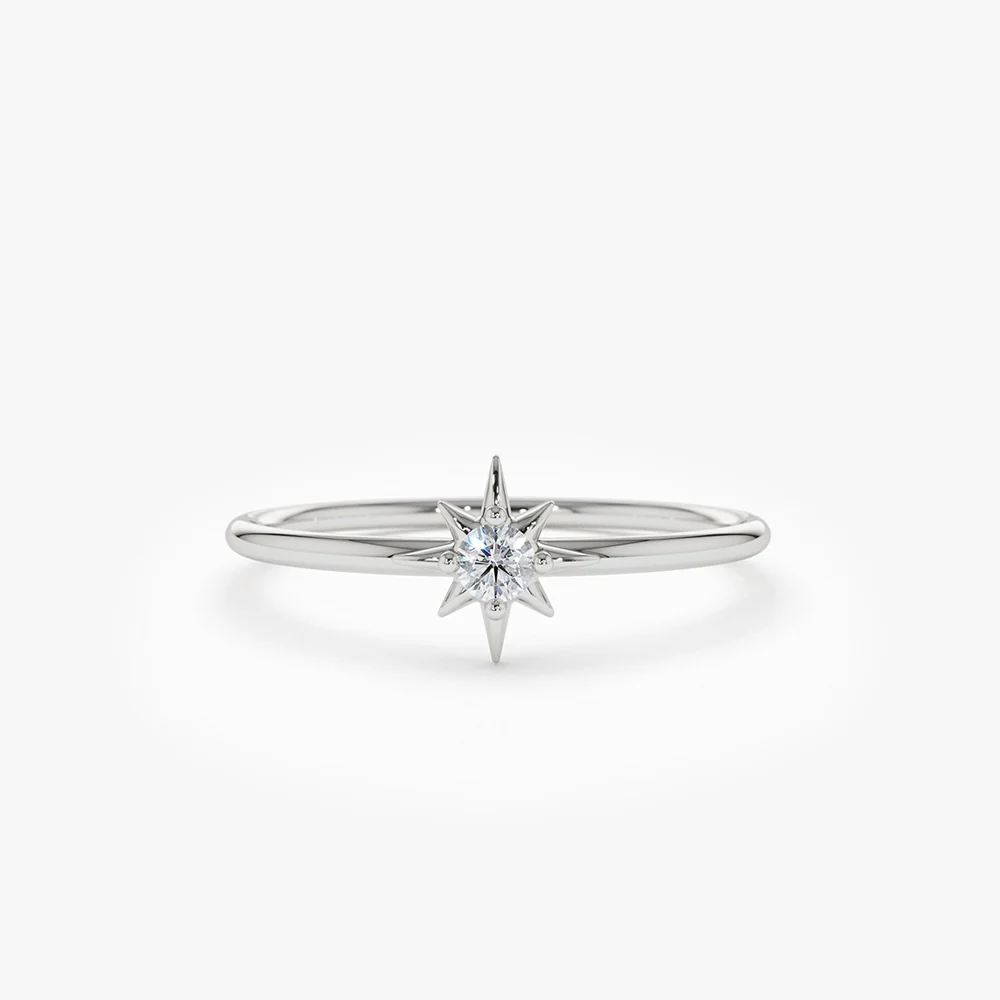 14K North Star Stacking Diamond Ring - Image 5