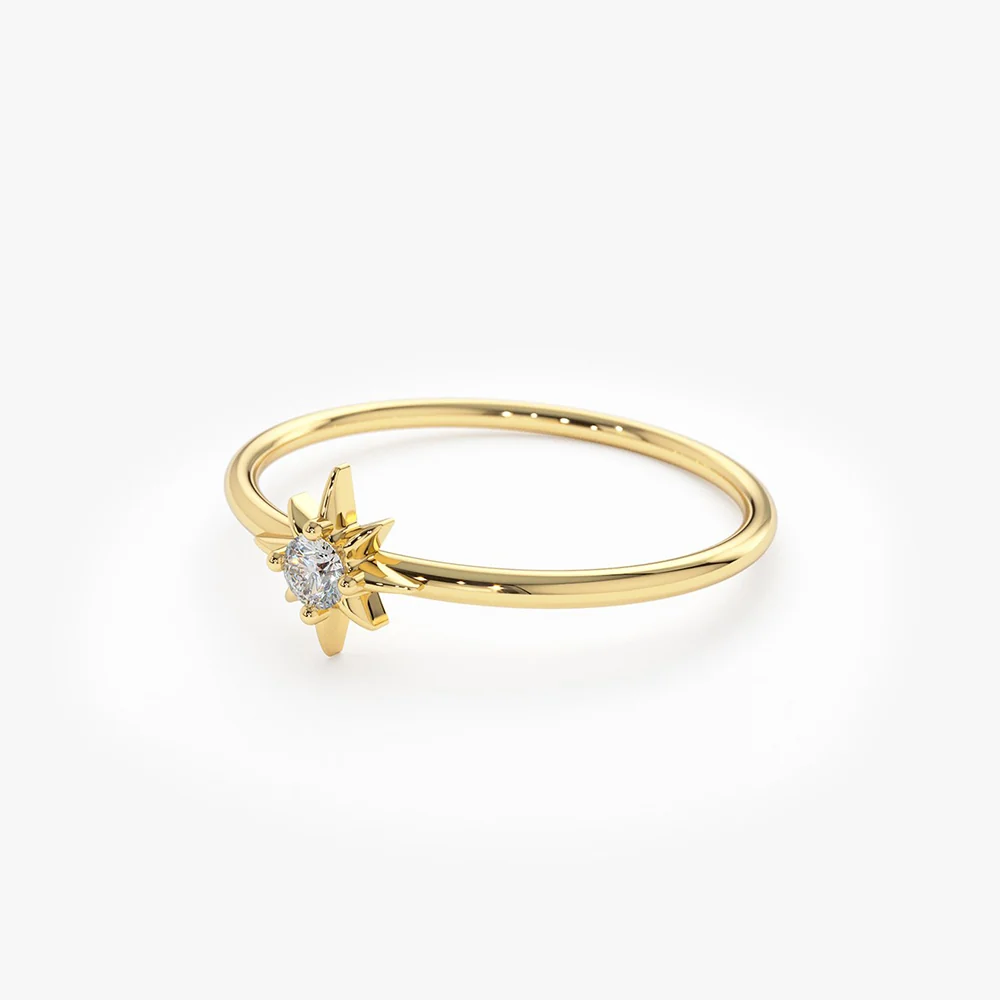 14K North Star Stacking Diamond Ring - Image 6