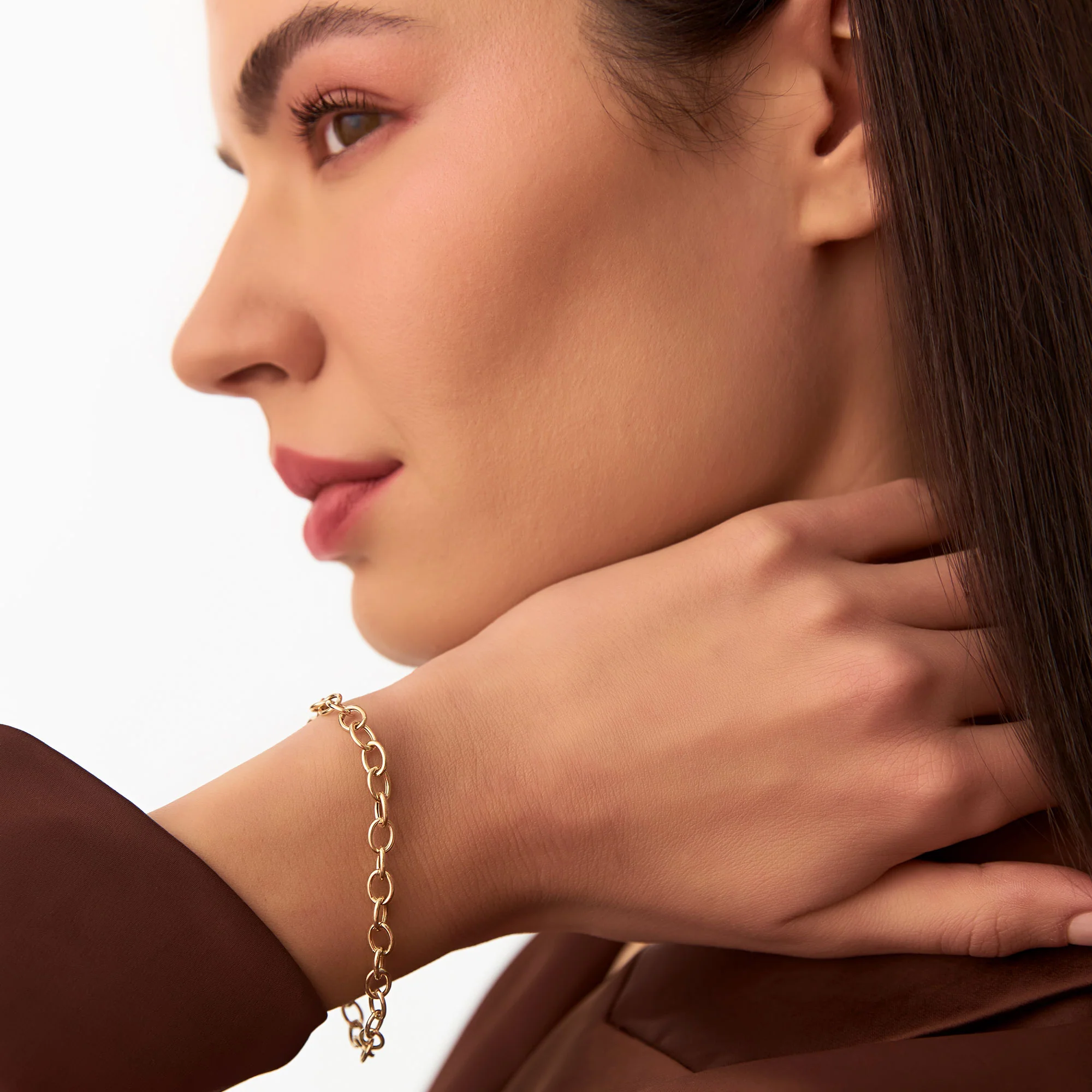 14k Oval Link Cable Chain Bracelet - Image 4