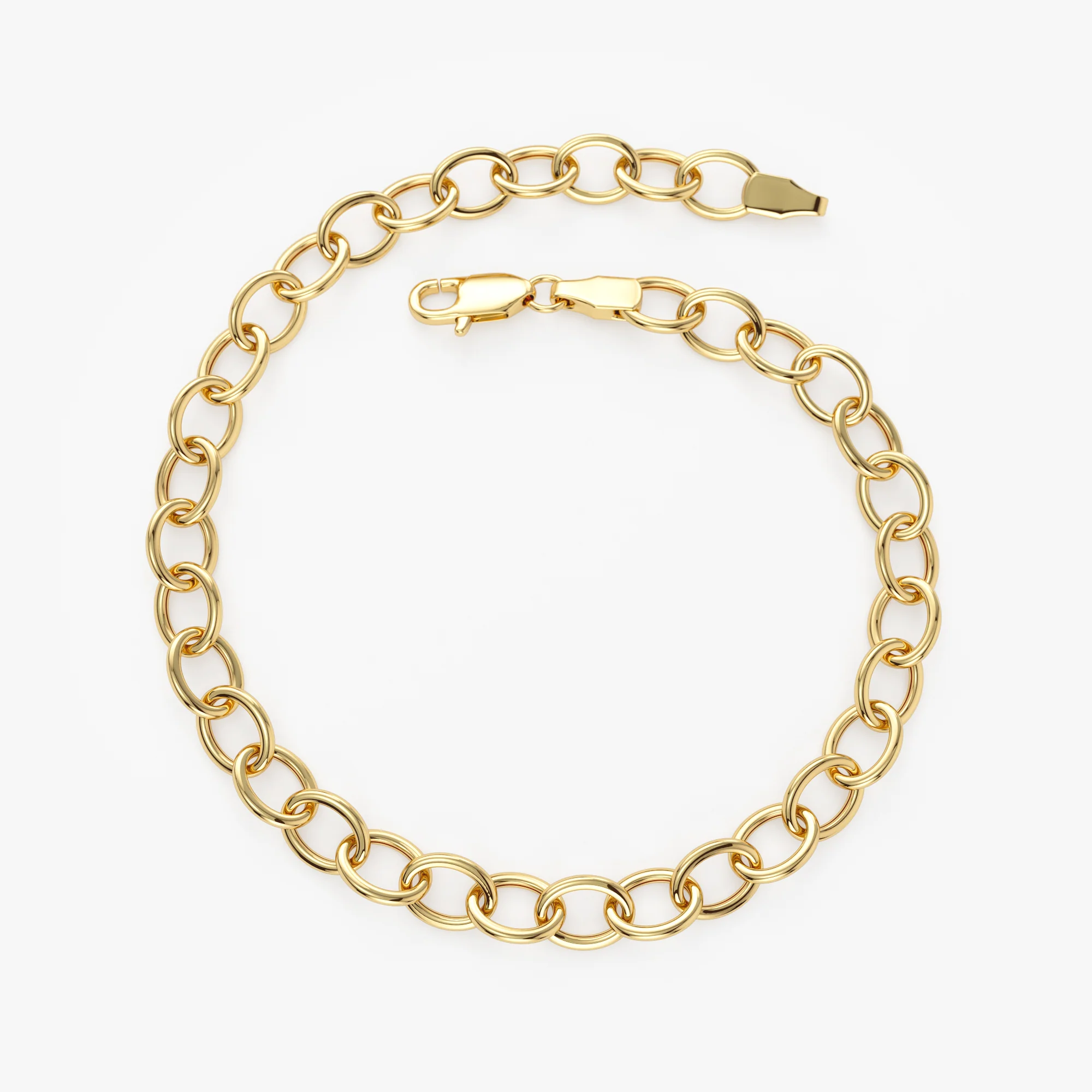 14k Oval Link Cable Chain Bracelet - Image 7
