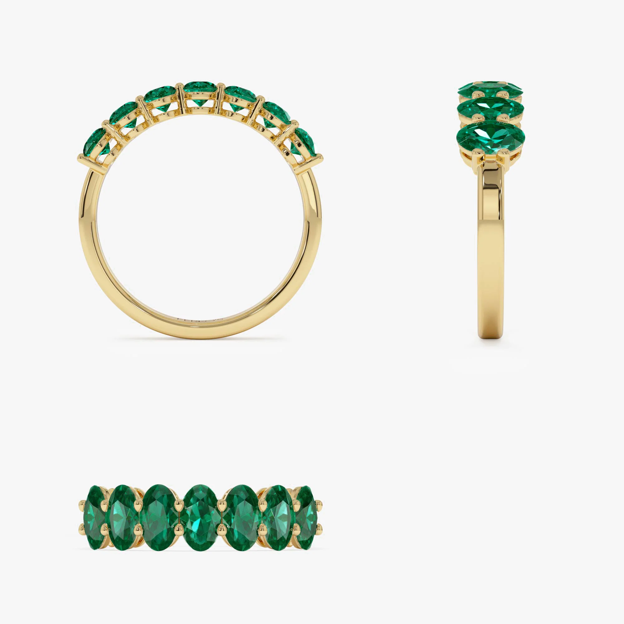 14k Oval Shaped Basket Setting Emerald Ring - Image 10
