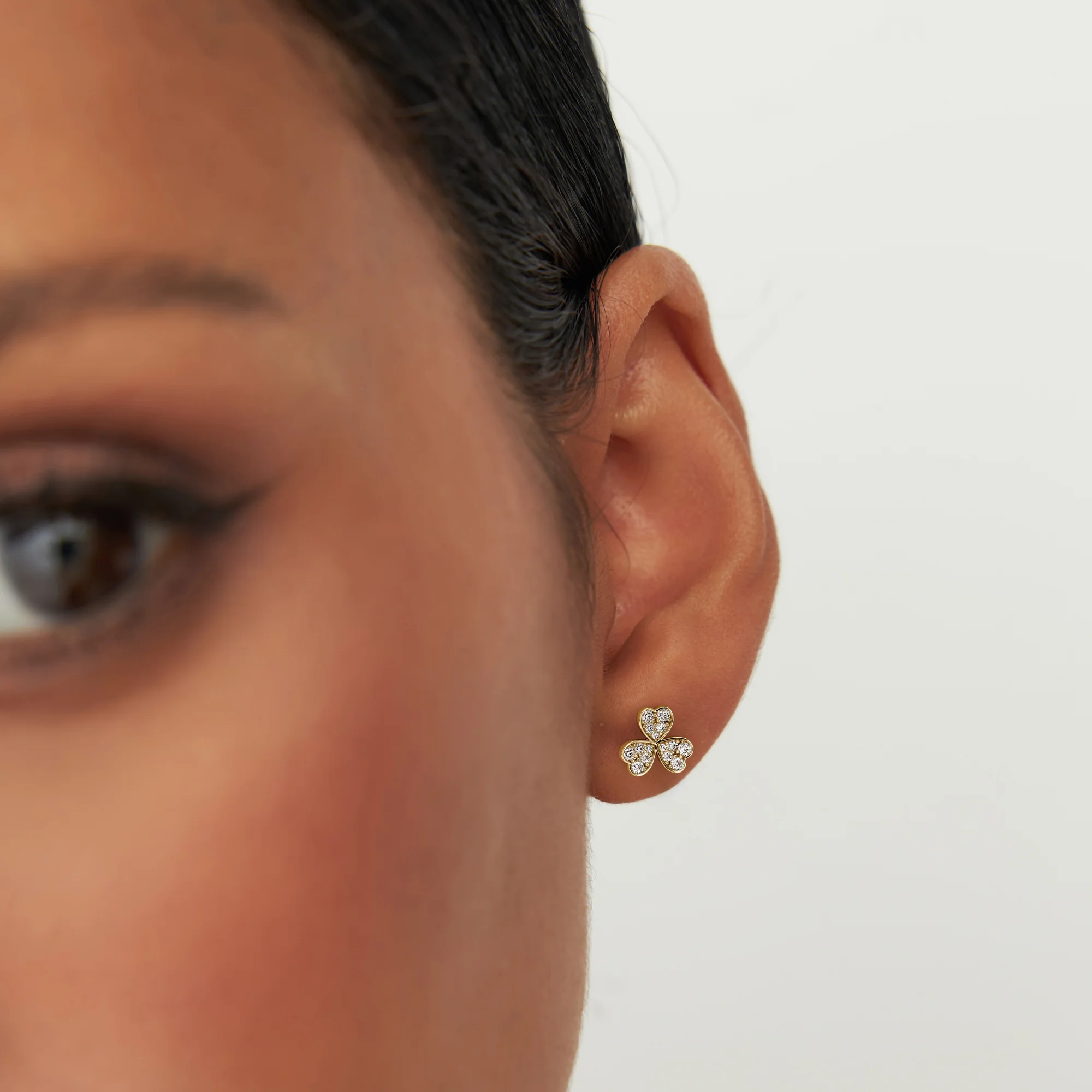 14K Pave Clover Diamond Earrings - Image 2