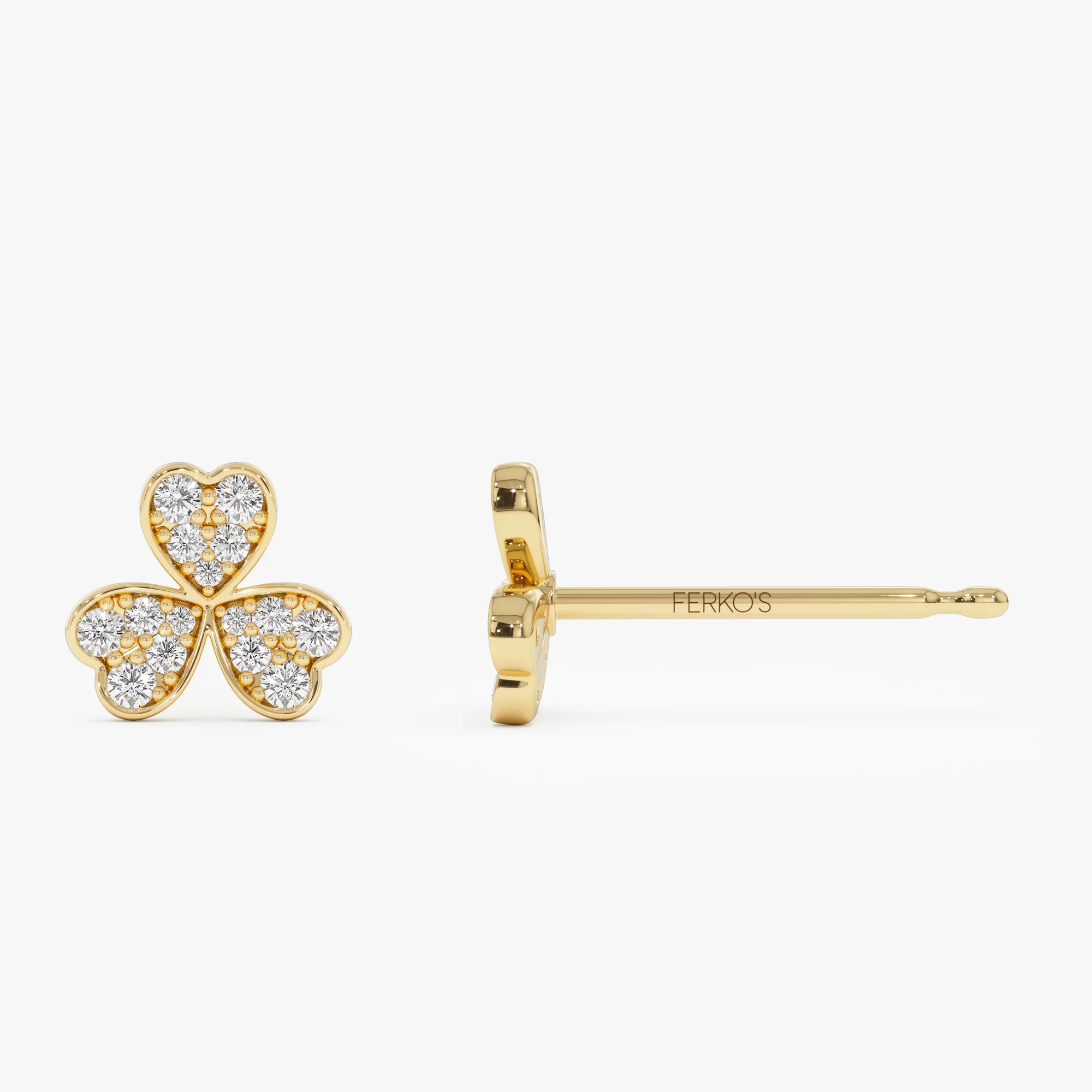 14K Pave Clover Diamond Earrings - Image 7
