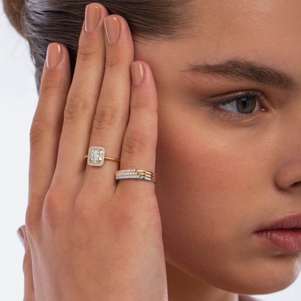 14k Pave Diamond Bar Ring - Image 3