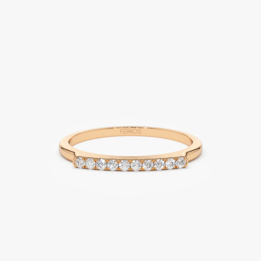 14k Pave Diamond Bar Ring - Image 6