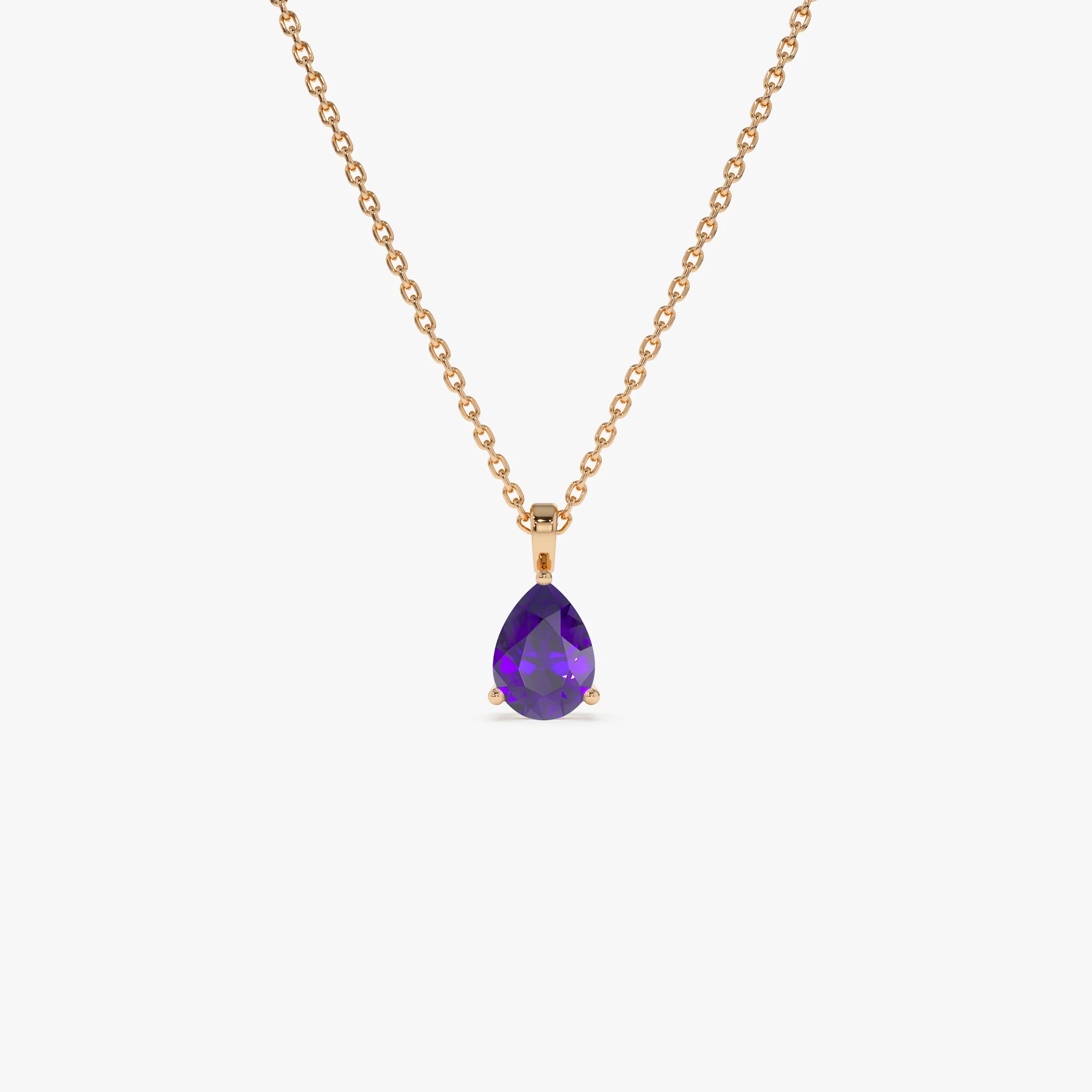 14k Pear Shape Amethyst Solitaire Necklace - Image 2