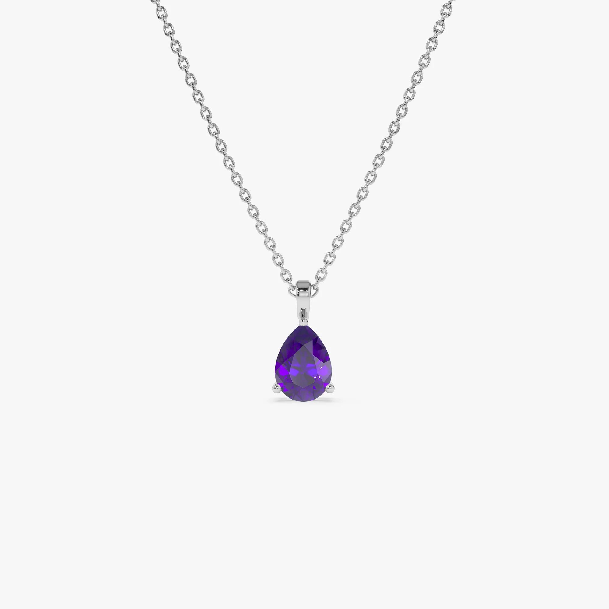 14k Pear Shape Amethyst Solitaire Necklace - Image 3