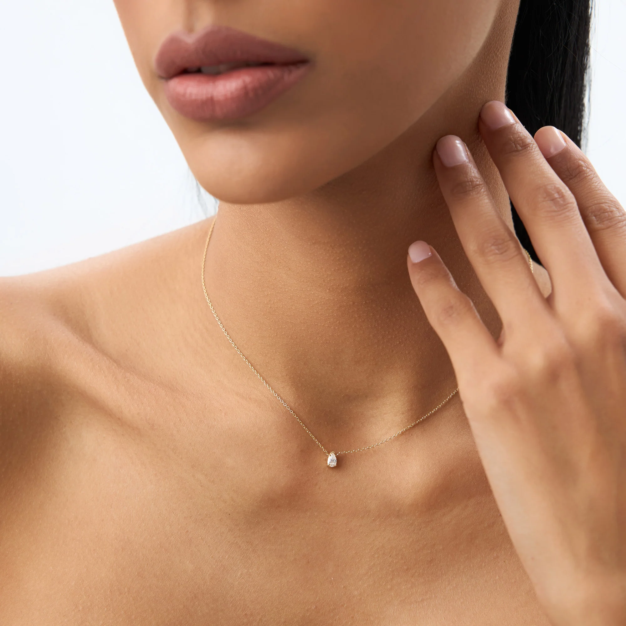 14K Gold Pear Shape Diamond Solitaire Necklace - Image 4