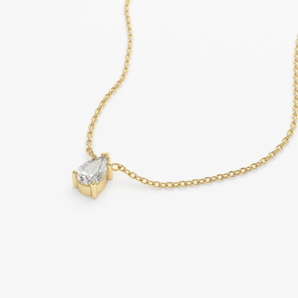 14K Gold Pear Shape Diamond Solitaire Necklace - Image 9
