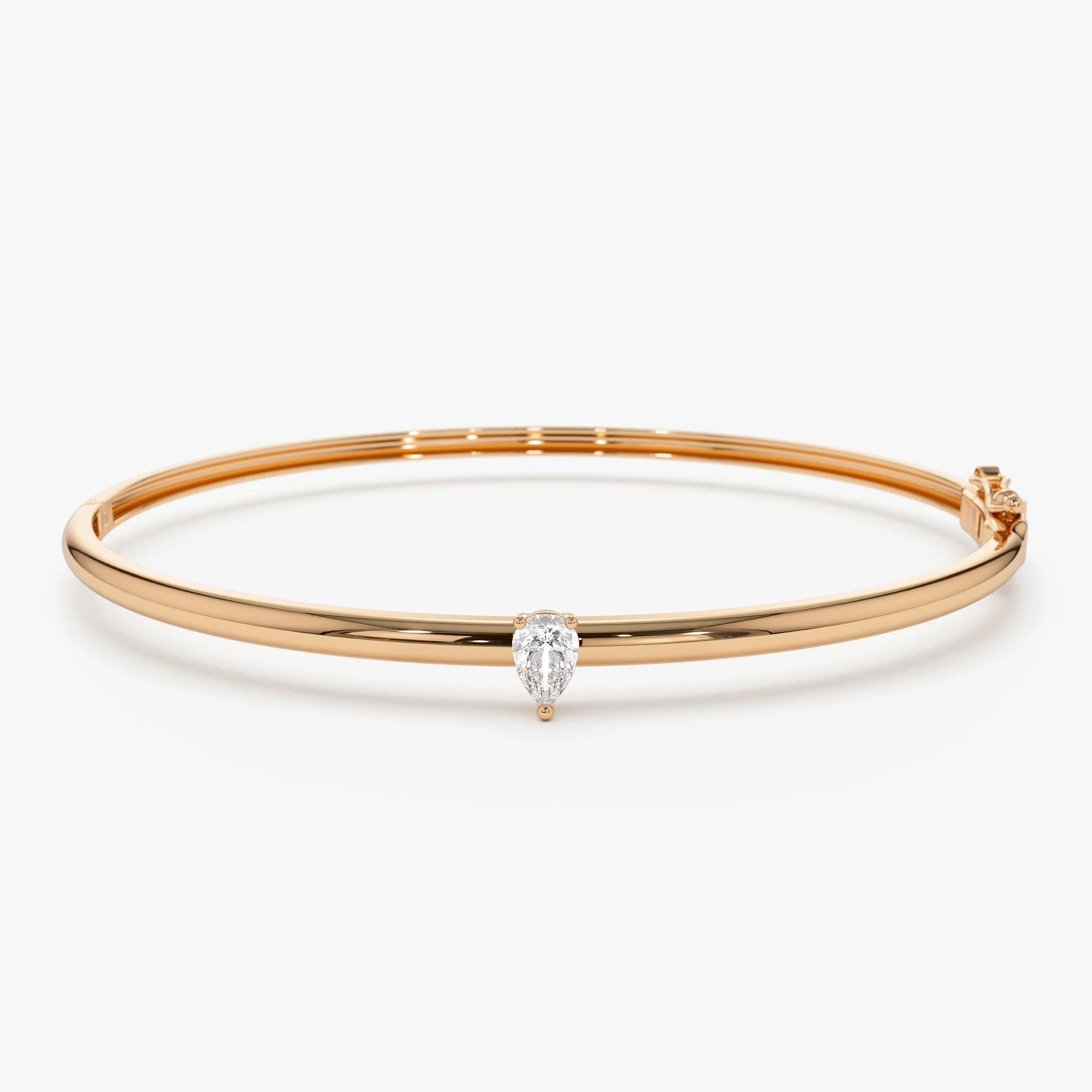 14K Pear Shape Diamond Solitare Bangle - Image 5