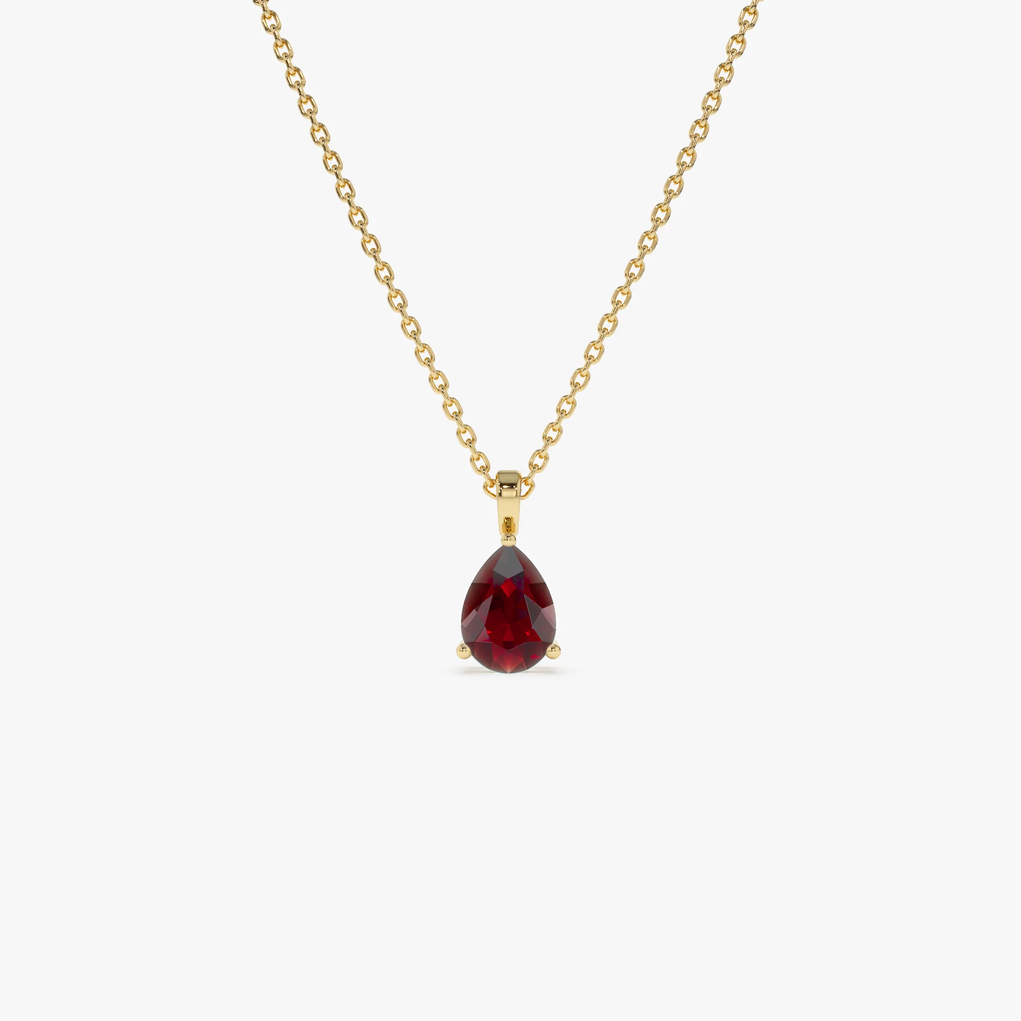 14k Pear Shape Garnet Solitaire Necklace