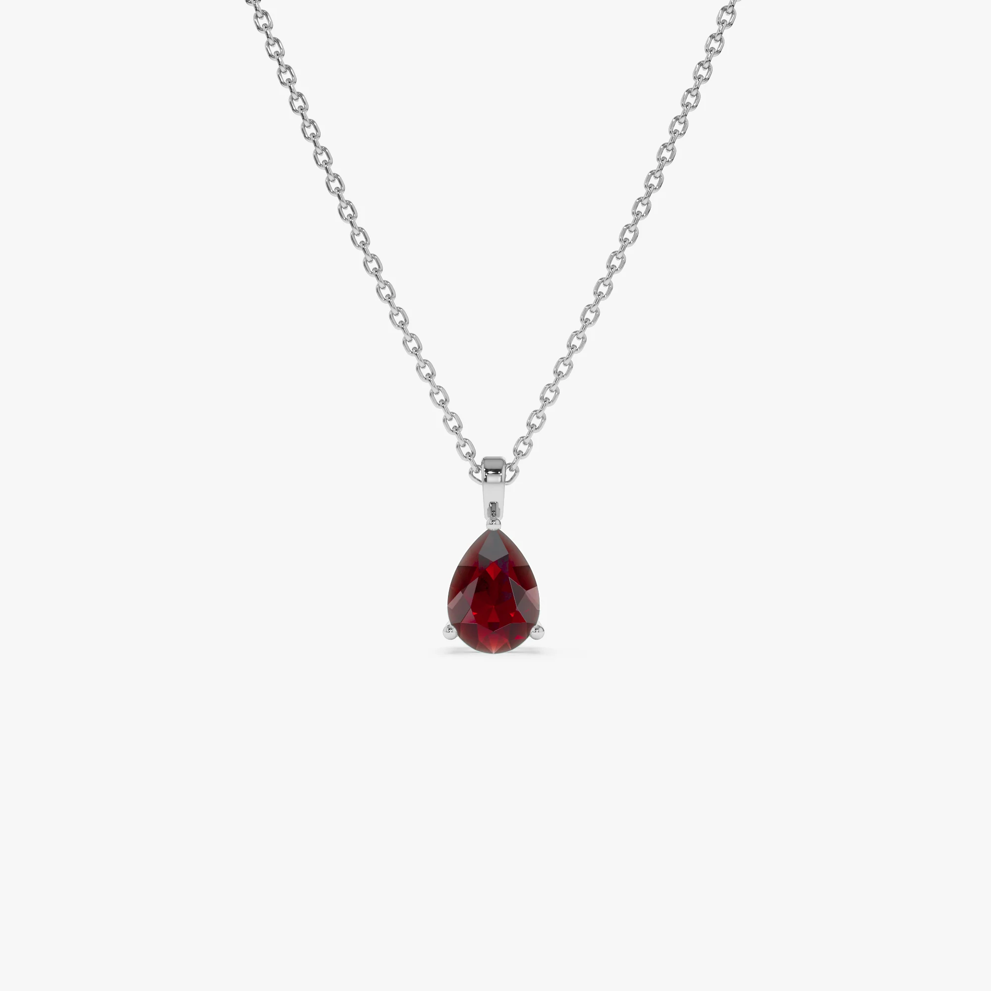 14k Pear Shape Garnet Solitaire Necklace - Image 6