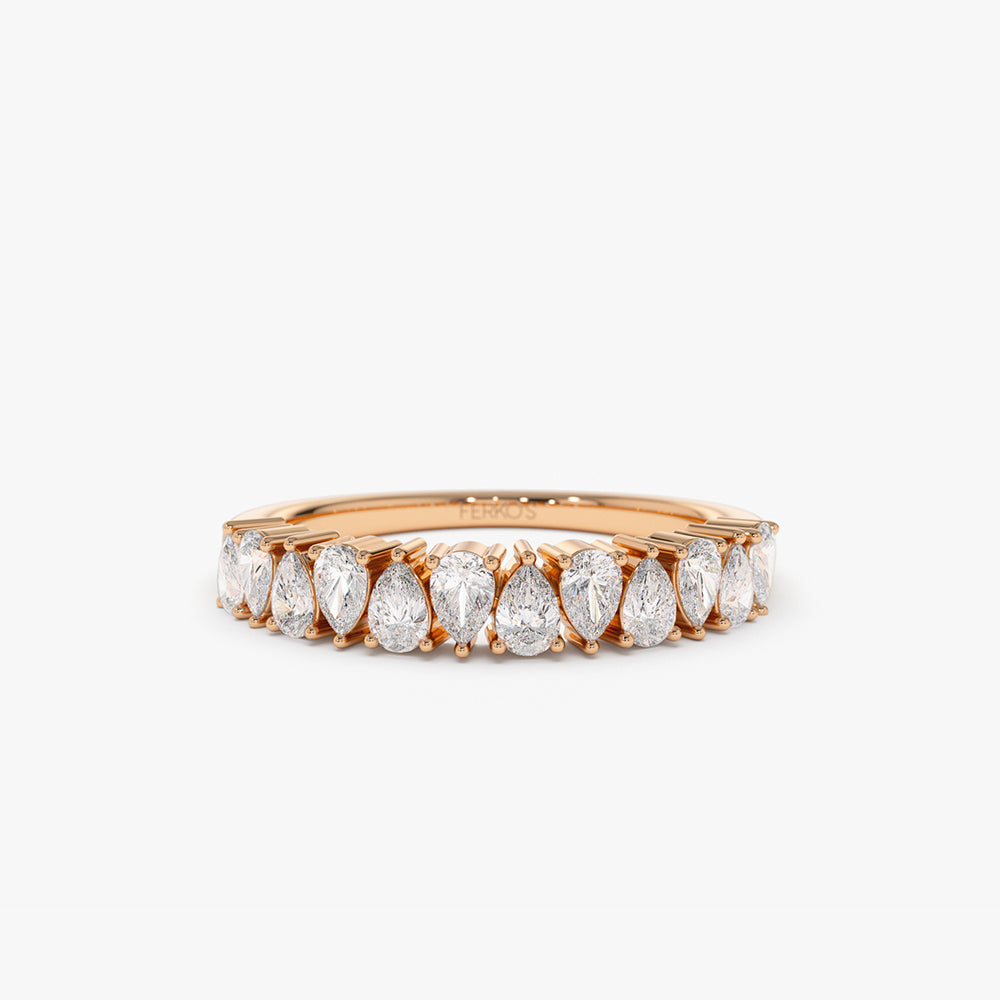 14k Pear Shape HalF Eternity Diamond Band - Image 6