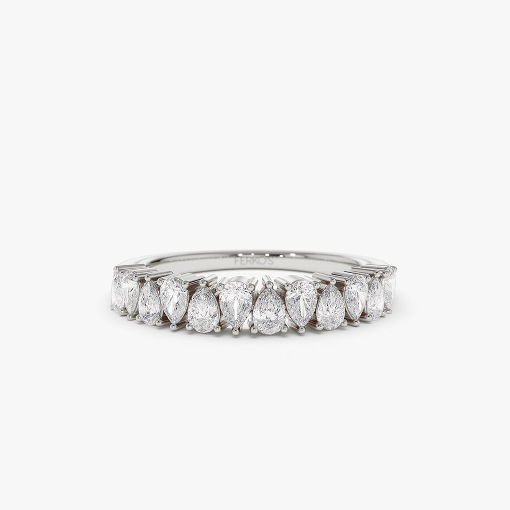 14k Pear Shape HalF Eternity Diamond Band - Image 7