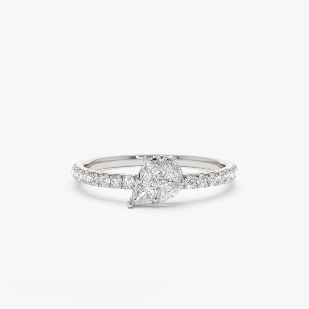 14k Pear Shape Illusion Setting Diamond Engagement Ring - Image 6