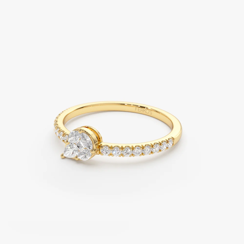 14k Pear Shape Illusion Setting Diamond Engagement Ring - Image 7