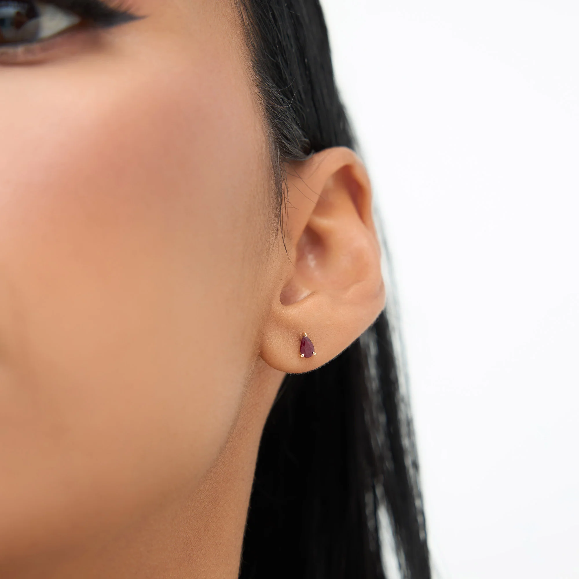 14K  Pear Shaped Ruby Stud Earrings - Image 5