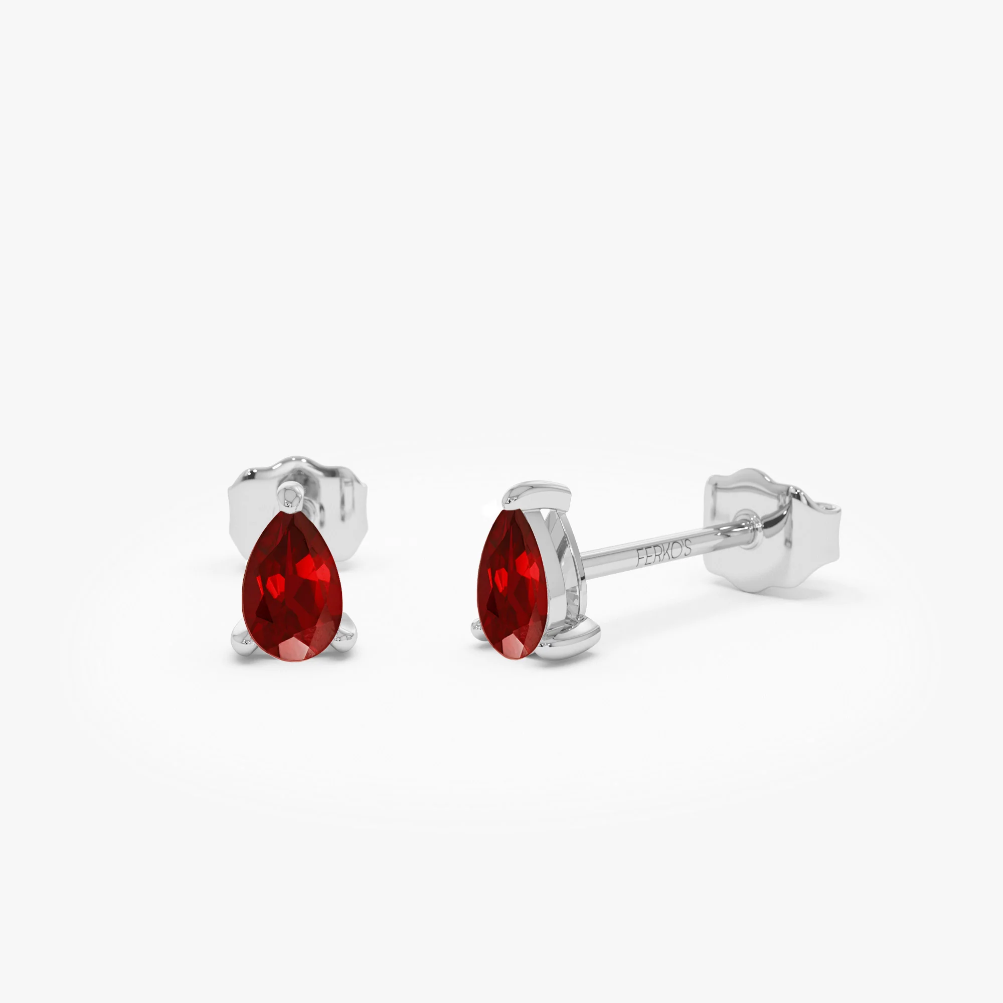 14K  Pear Shaped Ruby Stud Earrings - Image 6