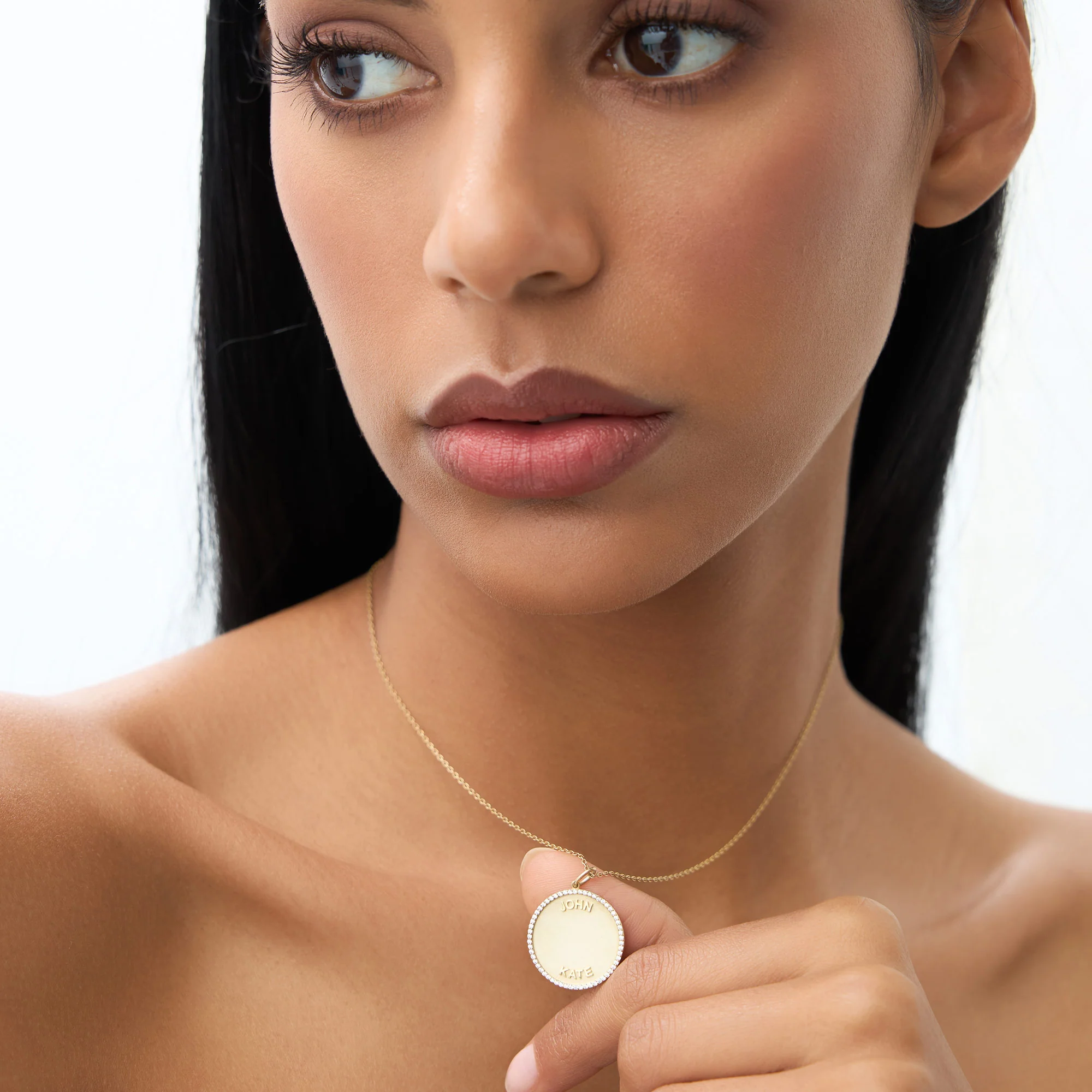 14k Personalized Diamond Medallion Necklace - Image 3
