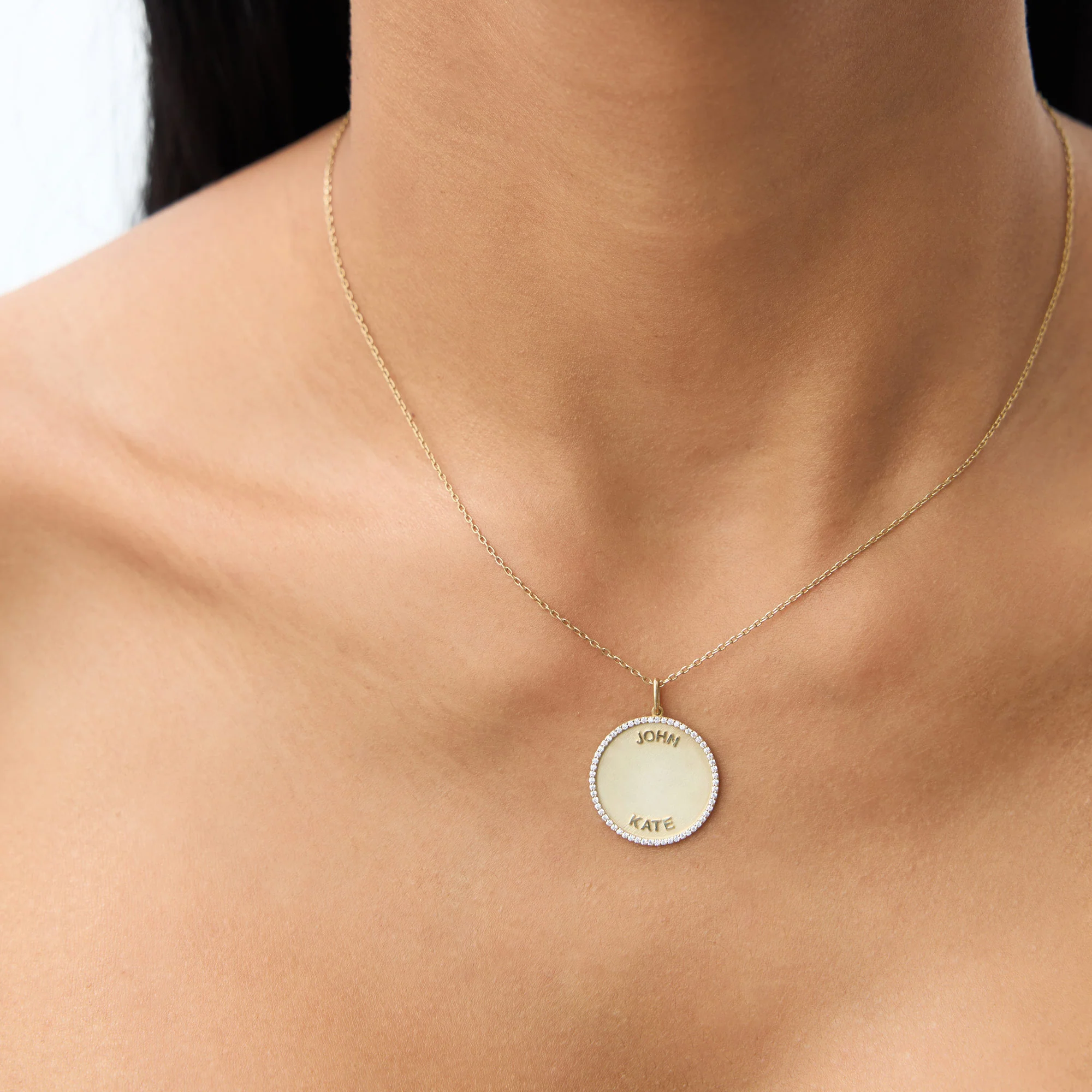 14k Personalized Diamond Medallion Necklace - Image 5