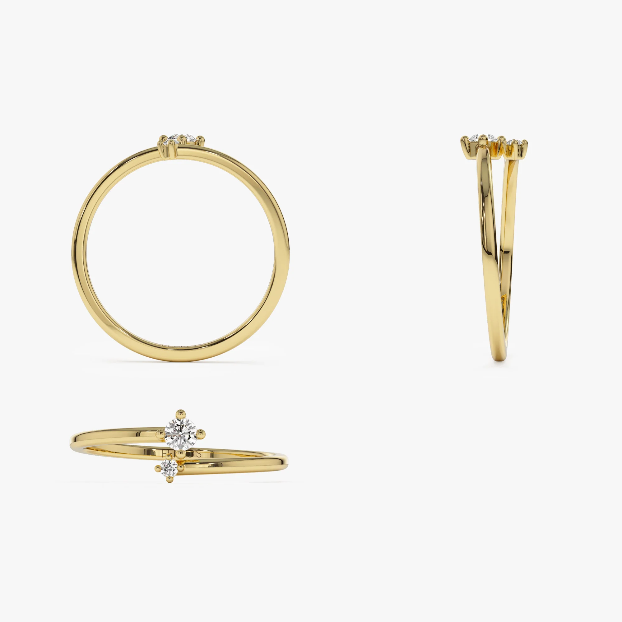 14k Petite Diamond Duo Ring - Image 7