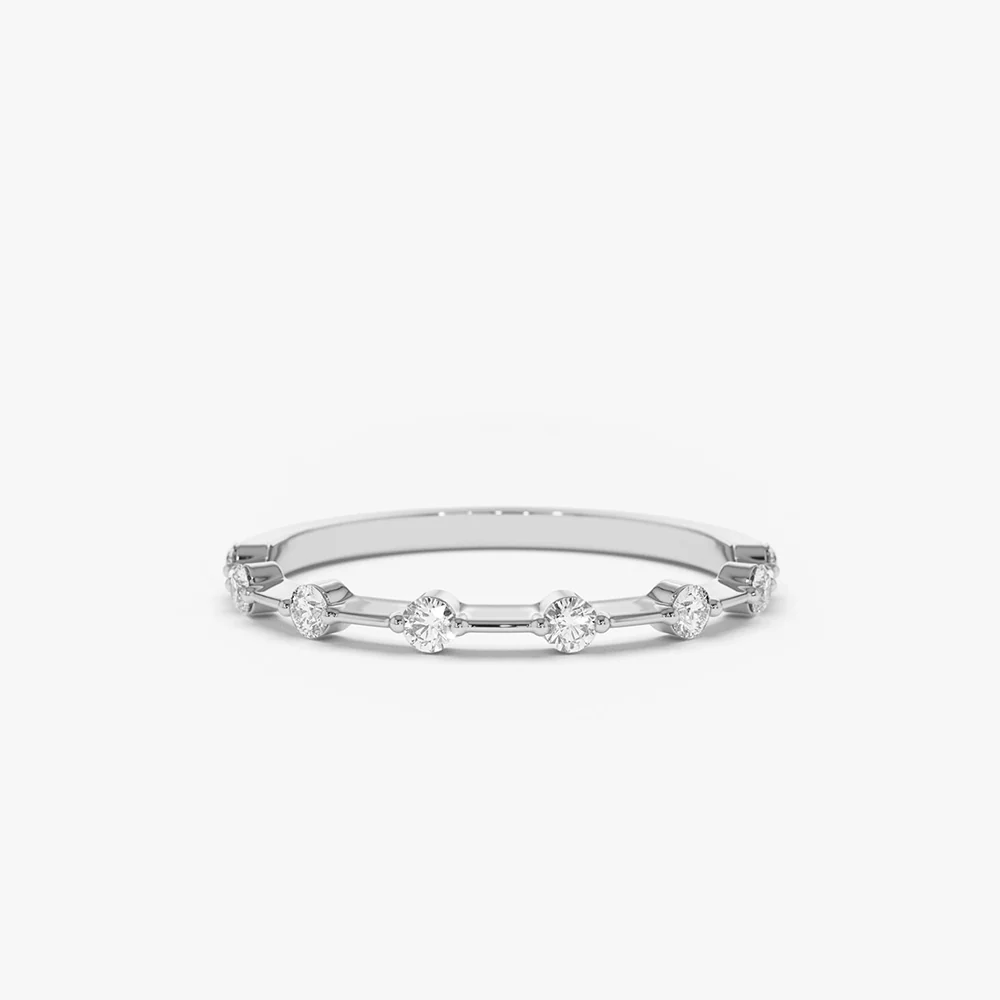 14K Gold Petite Diamond Wedding Ring - Image 10