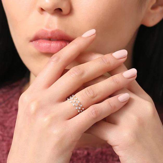 14K Gold Petite Diamond Wedding Ring - Image 8