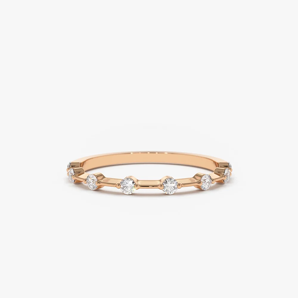 14K Gold Petite Diamond Wedding Ring - Image 9