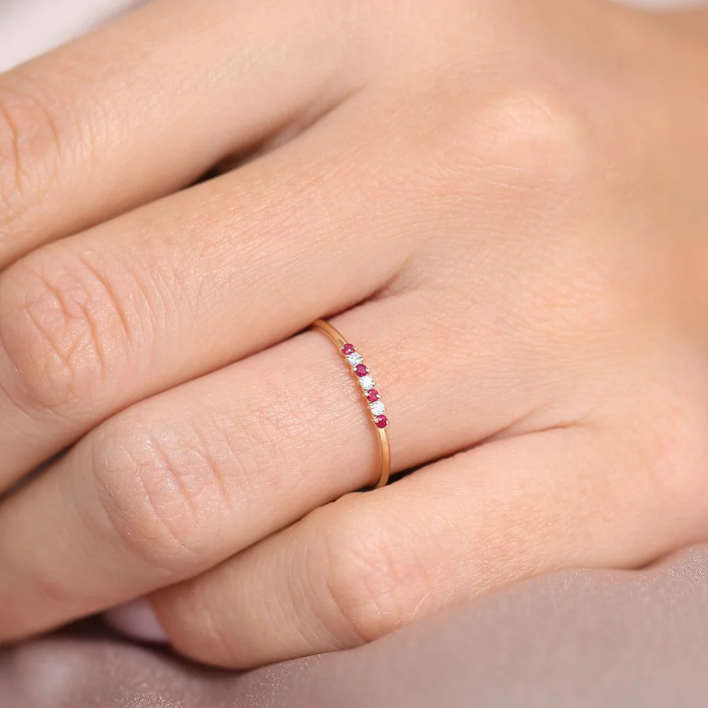 14k Petite Ruby and Diamond Ring - Image 3