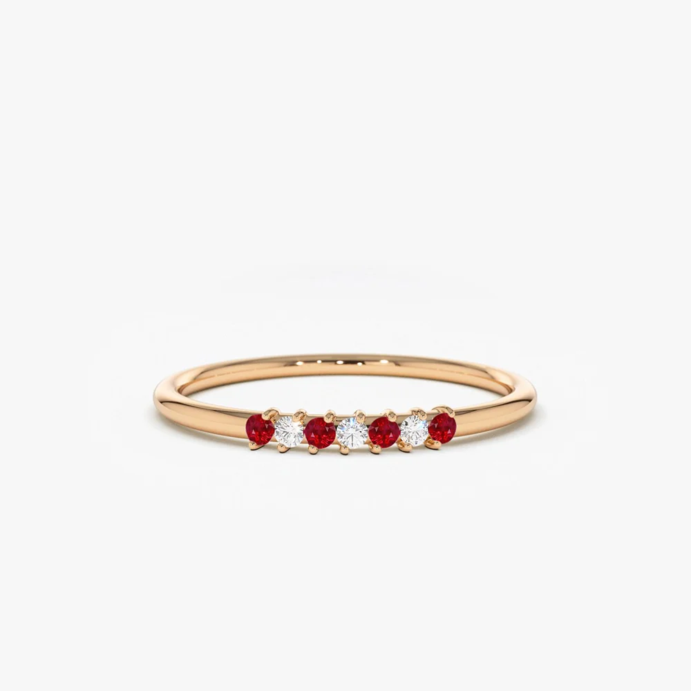 14k Petite Ruby and Diamond Ring - Image 5