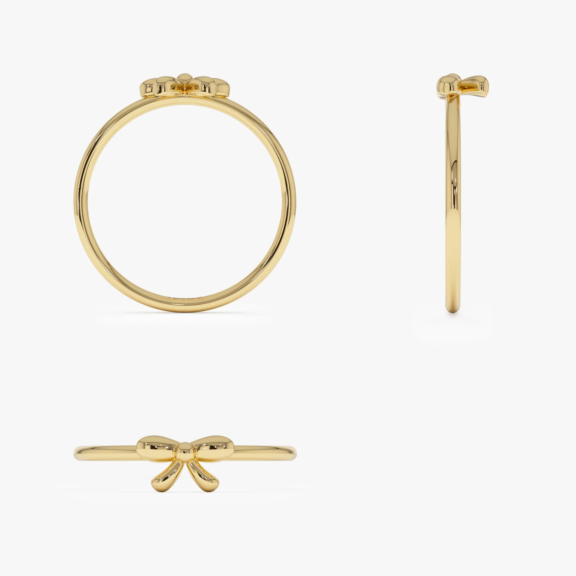 14k Plain Gold Balloon Bow Ring - Image 11