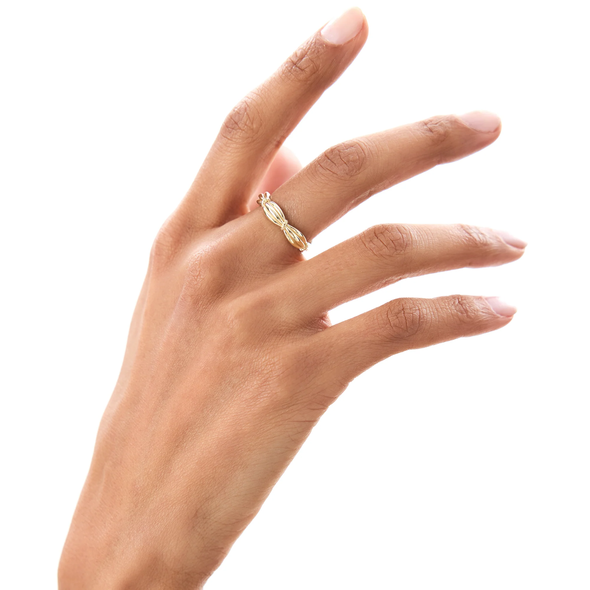 14k Gold Textured Knot Ring - Image 6