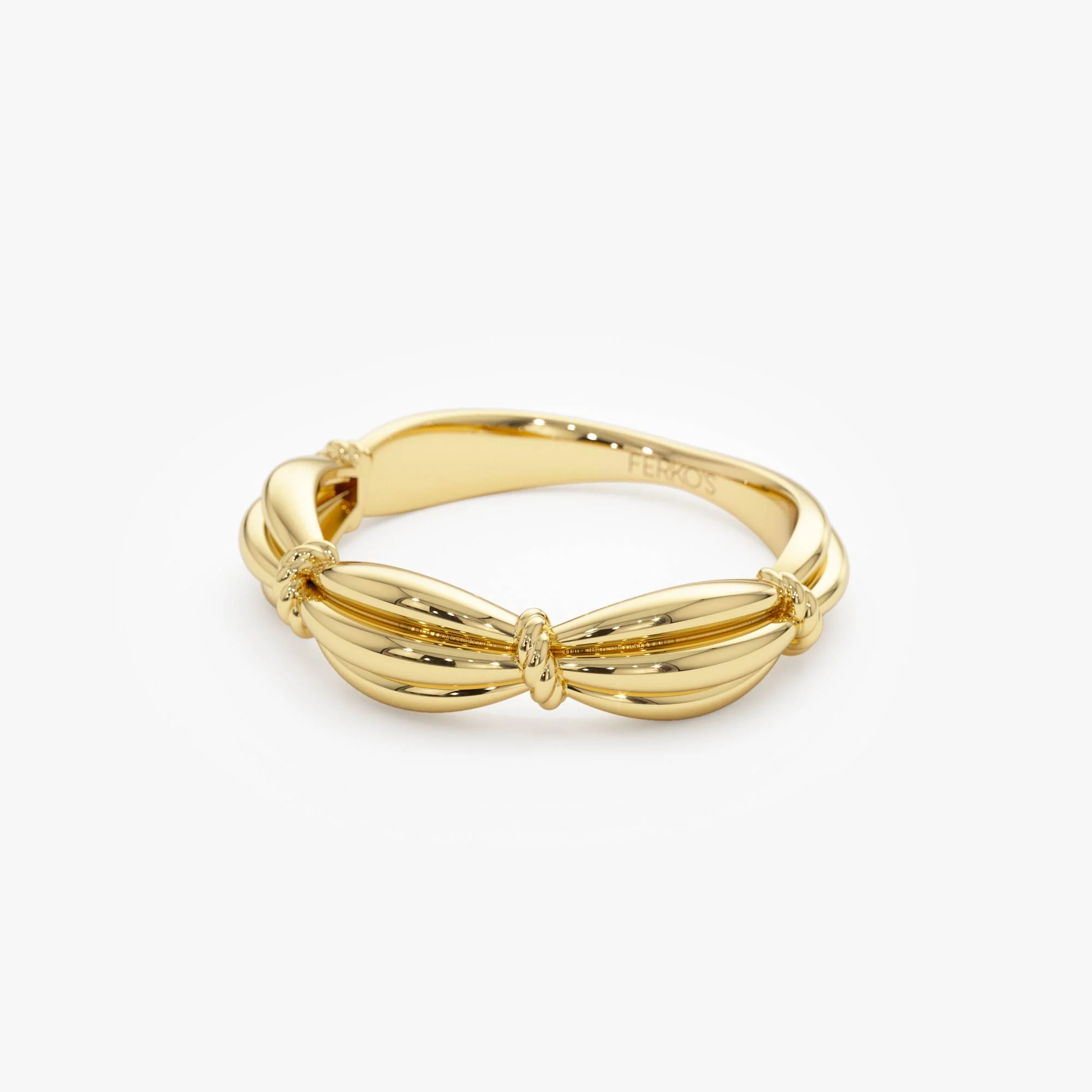 14k Gold Textured Knot Ring - Image 9