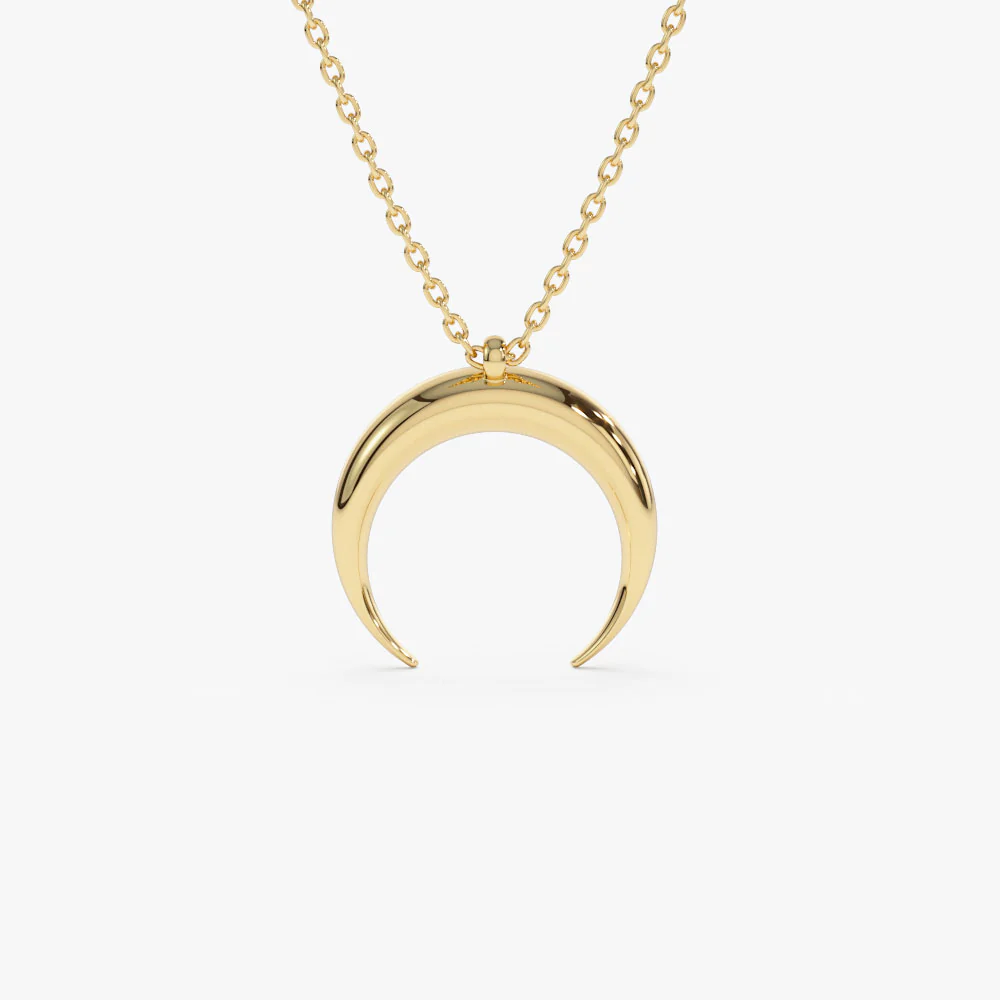 14K Plain Gold Crescent Moon Necklace