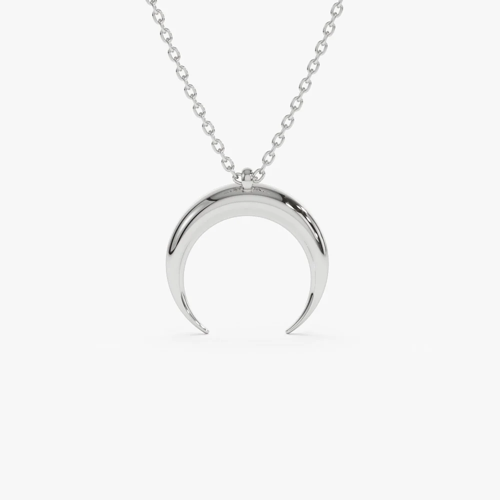 14K Plain Gold Crescent Moon Necklace - Image 5