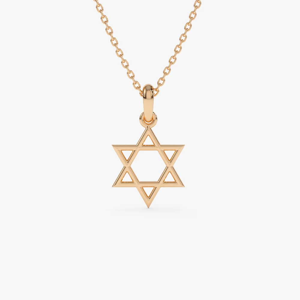 14K Plain Gold Star Of David Necklace - Image 5