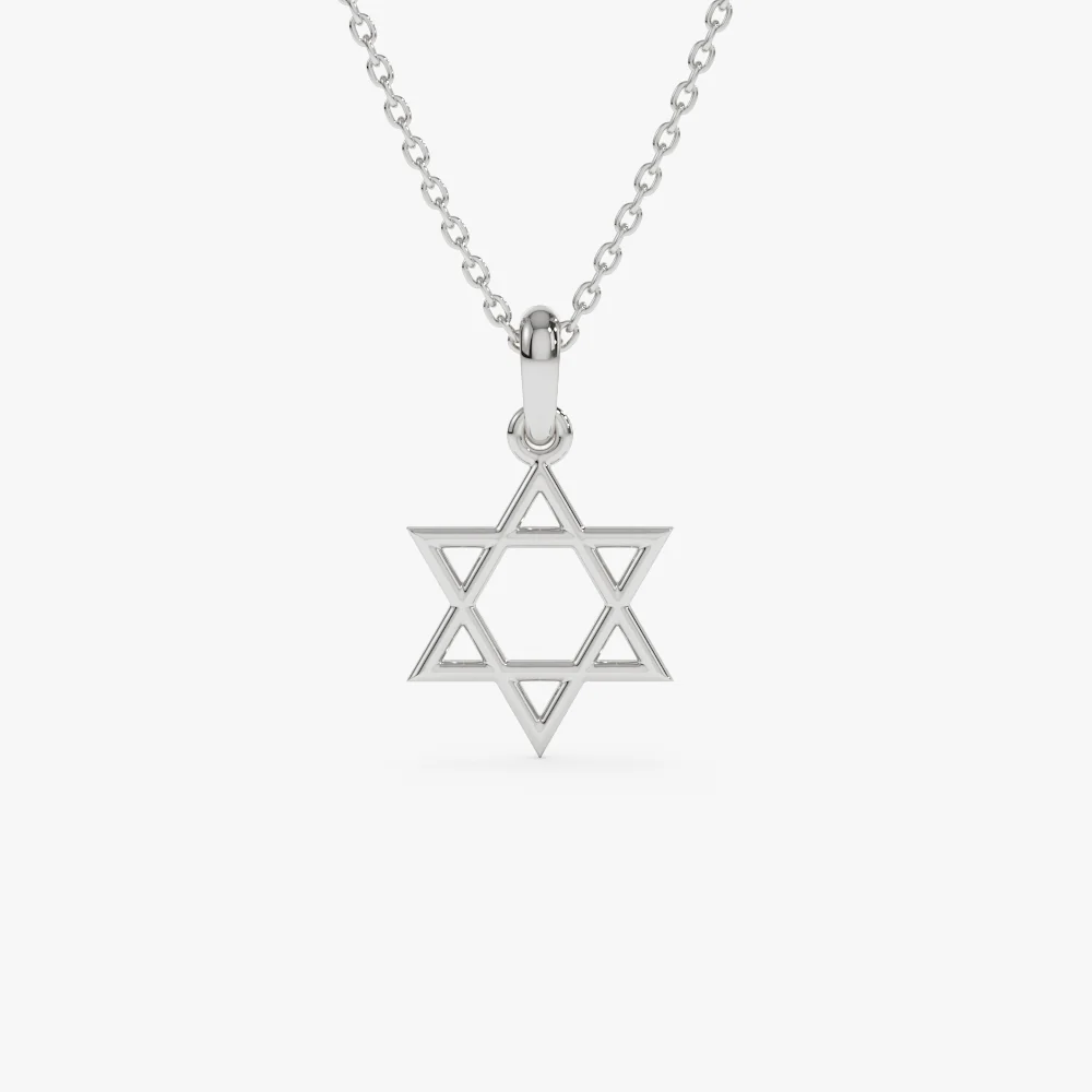 14K Plain Gold Star Of David Necklace - Image 6