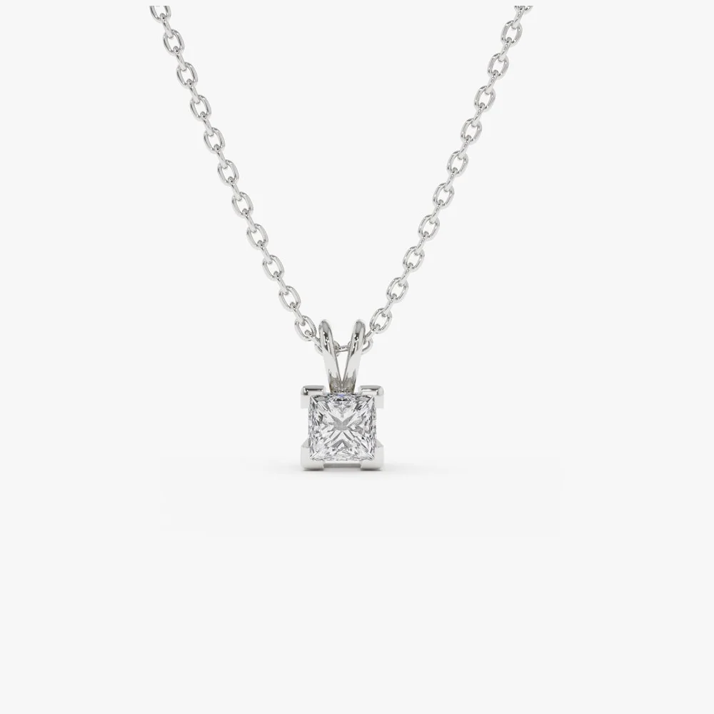 14k Princess-Cut Diamond Solitaire Pendant - Image 4