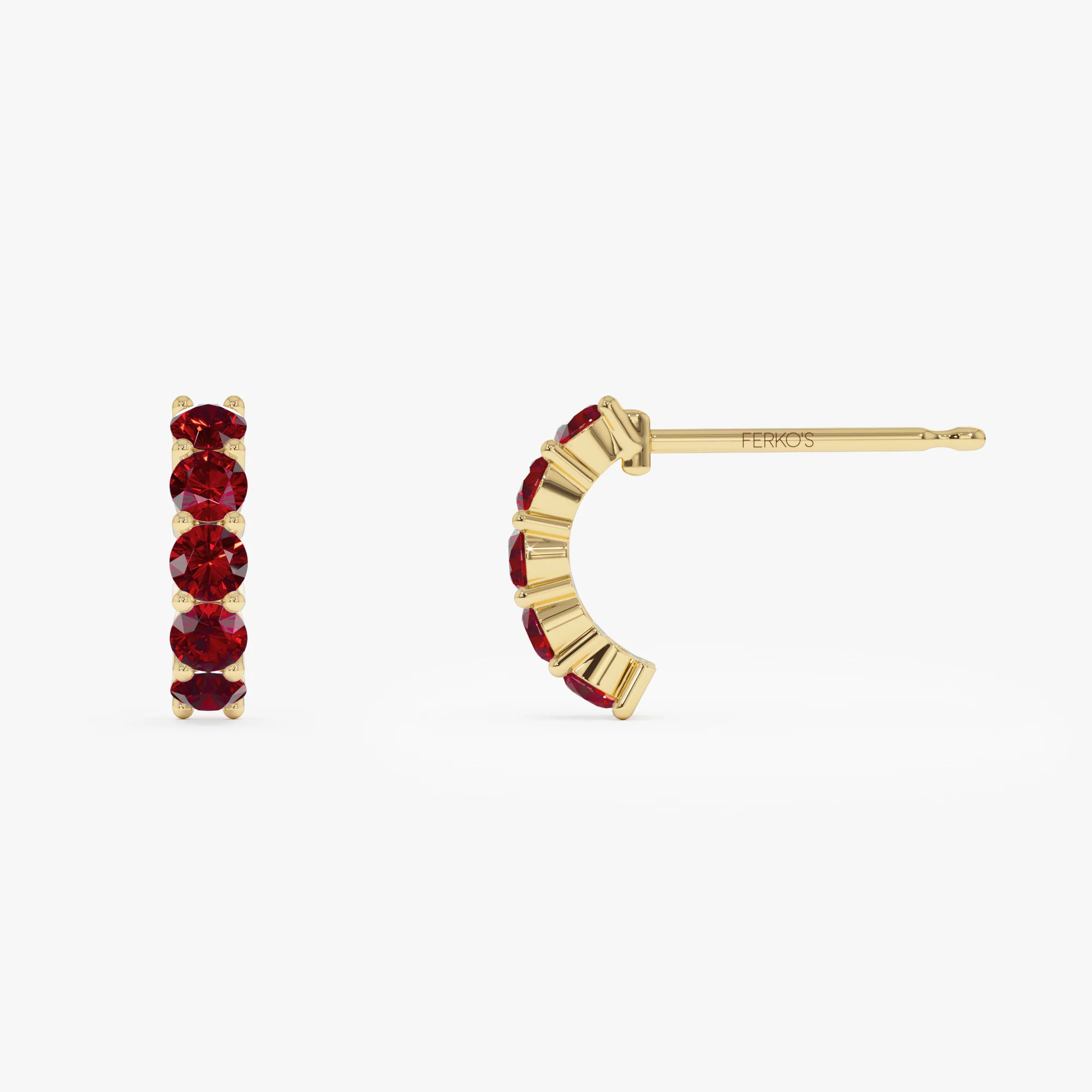 14K Prong Set Garnet Half Hoops - Image 7