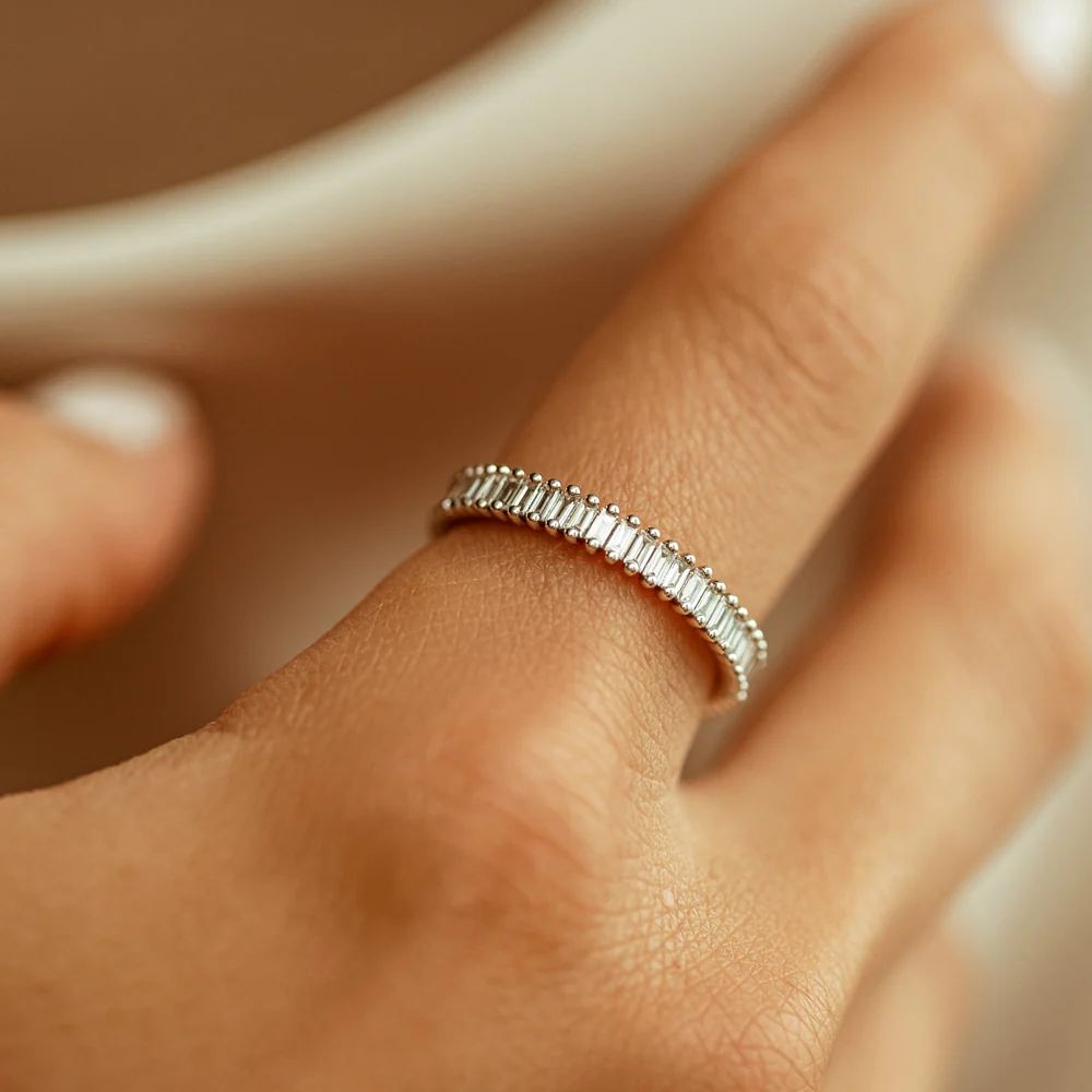 14K Prong Setting Full Eternity Baguette Diamond Ring - Image 5
