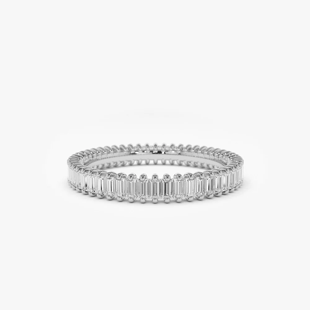 14K Prong Setting Full Eternity Baguette Diamond Ring - Image 7